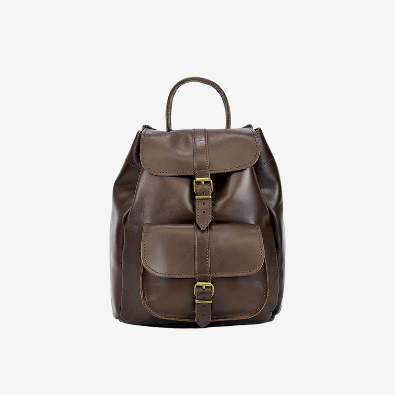 brown leather backpack for women