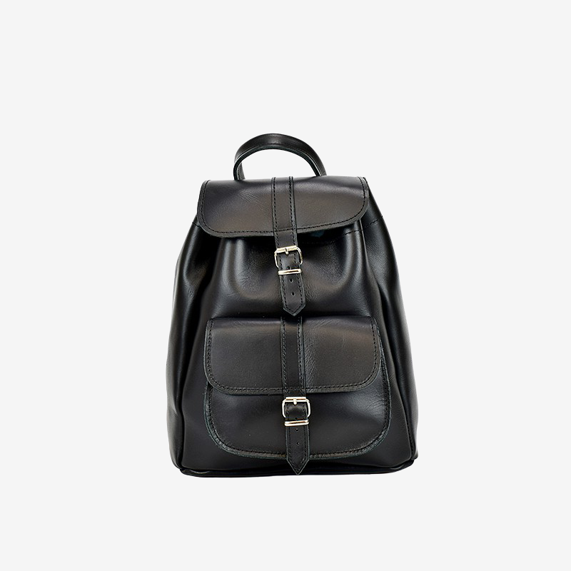 black leather backpack for women