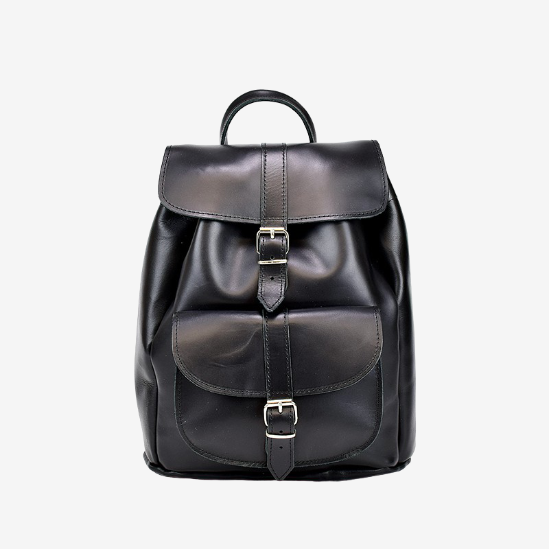 black leather backpack for women