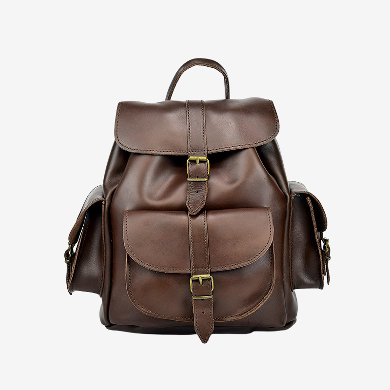 dark brown leather backpacks for women