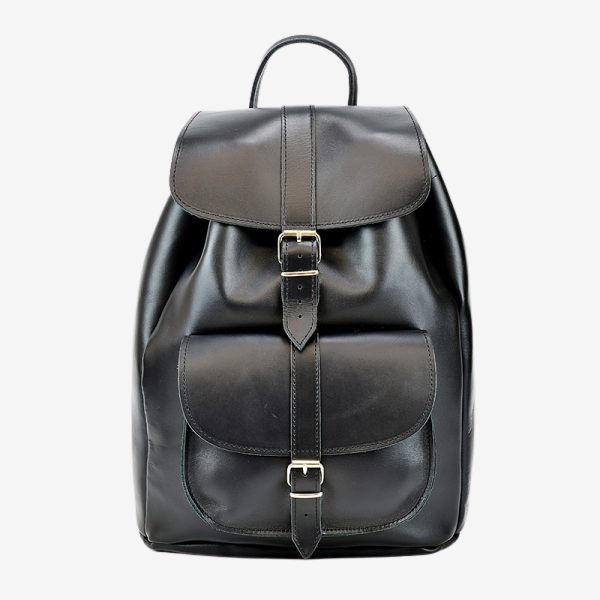 large black leather backpack for man