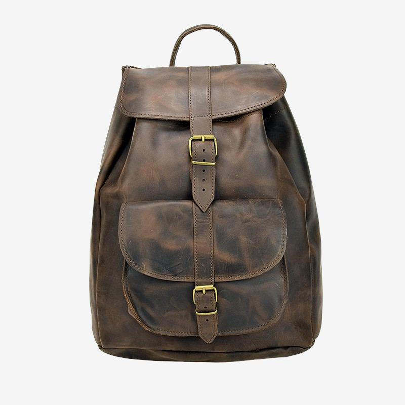 brown leather men backpack