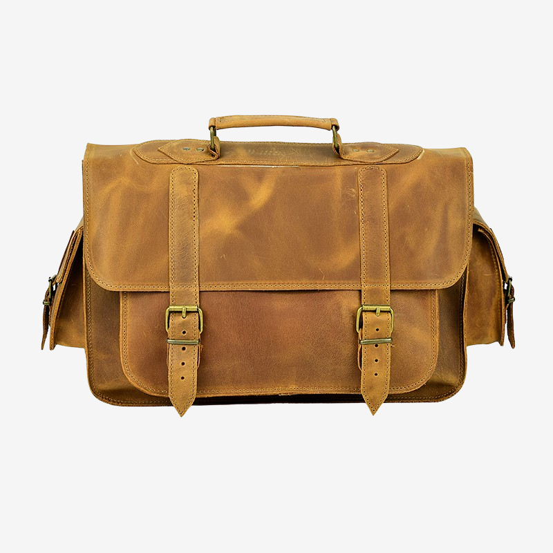waxed brown leather briefcases