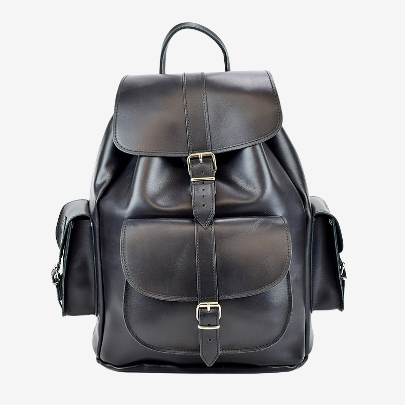 black leather backpack for men