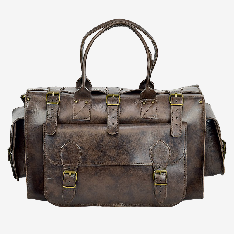 brown leather duffels