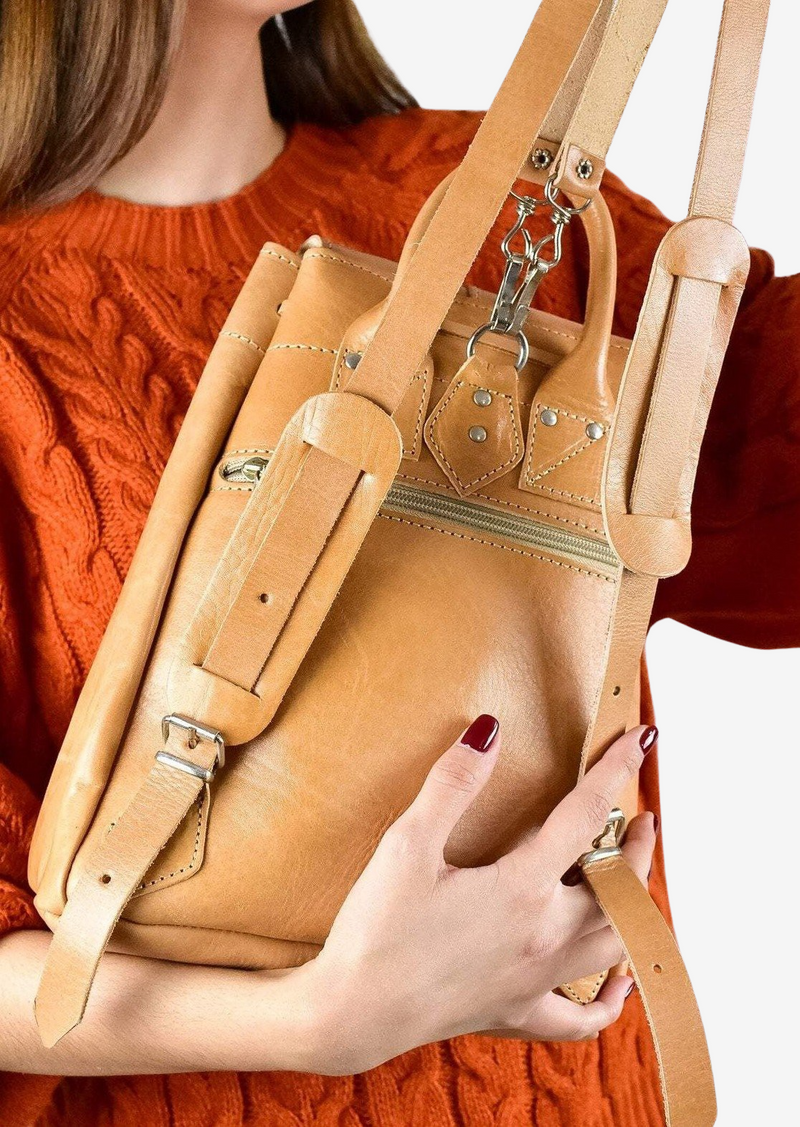 handmade leather backpack for women