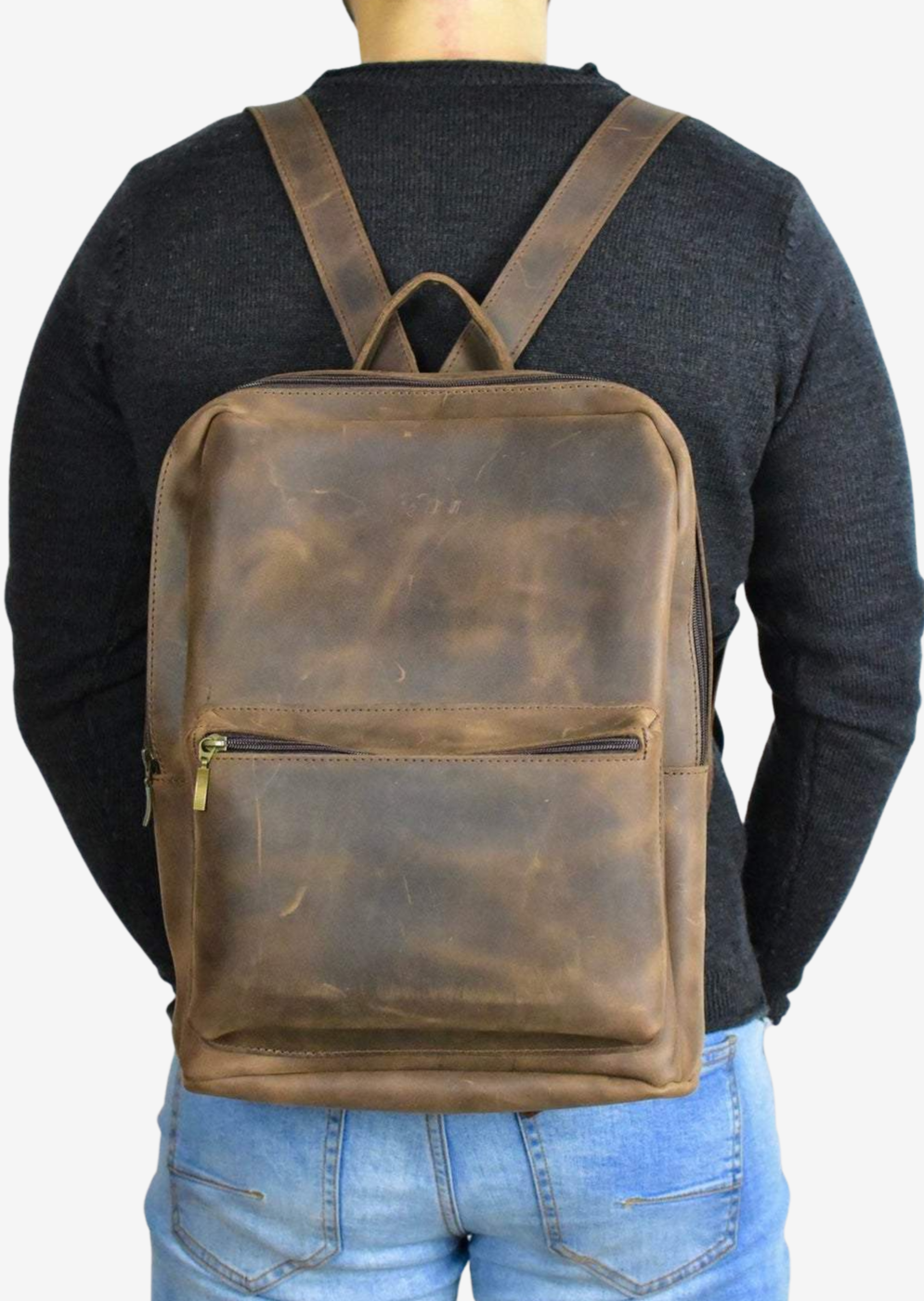  Large leather backpack for man