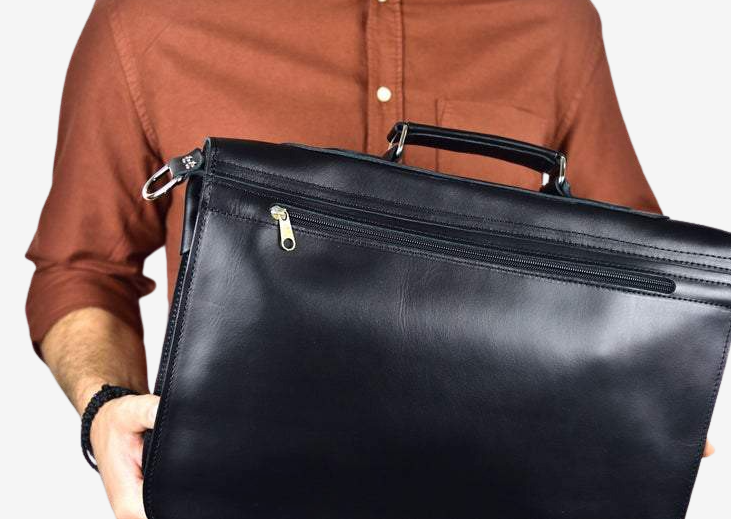 black professional leather briefcase