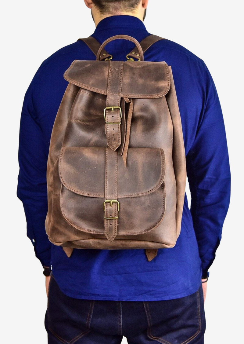 large leather backpack for men