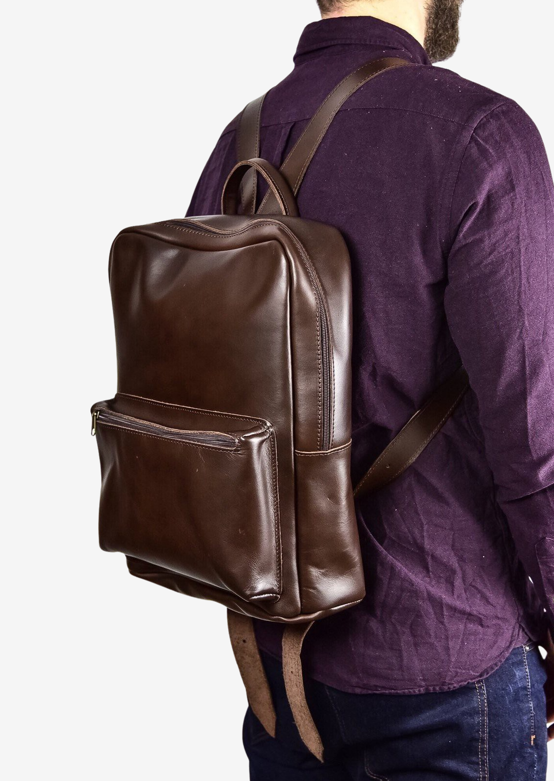 large leather backpack
