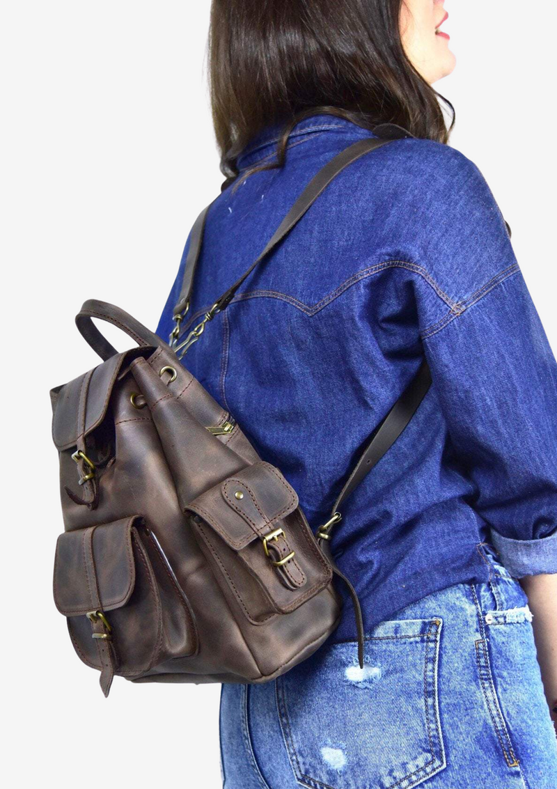 genuine Greek Leather backpacks for women