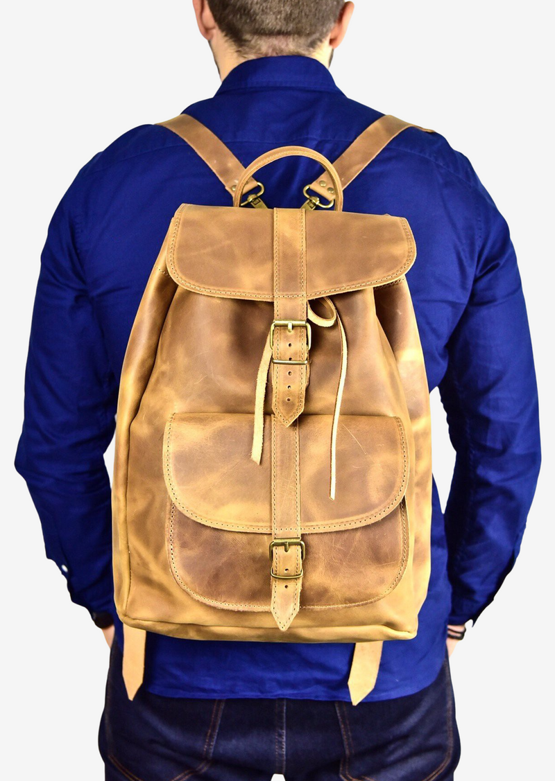 Large leather backpack for man, δερμάτινες τσάντες αντρικές