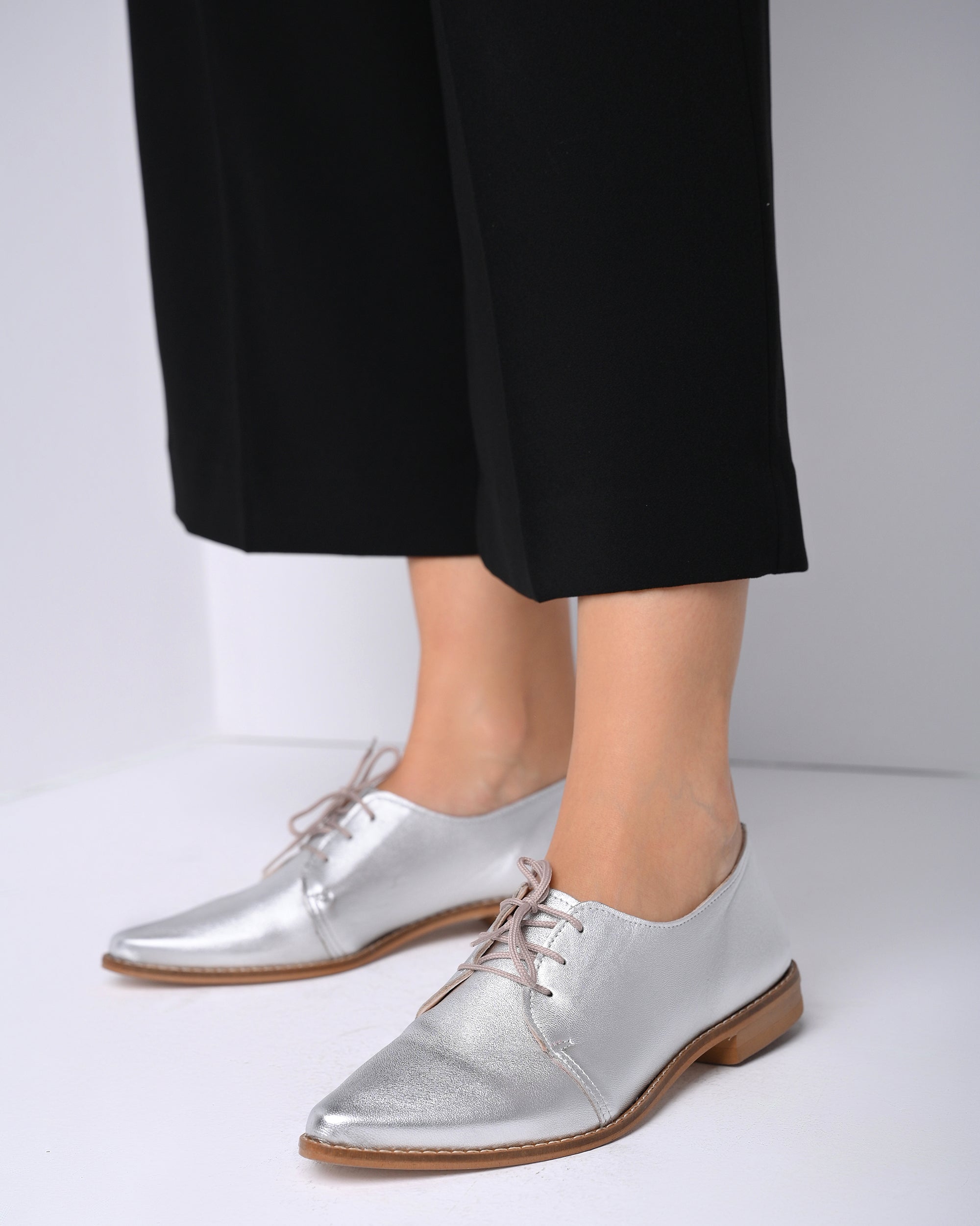 silver oxfords shoes