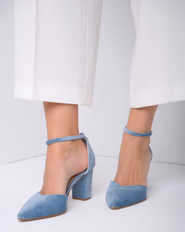 wedding shoes block heel dusty blue