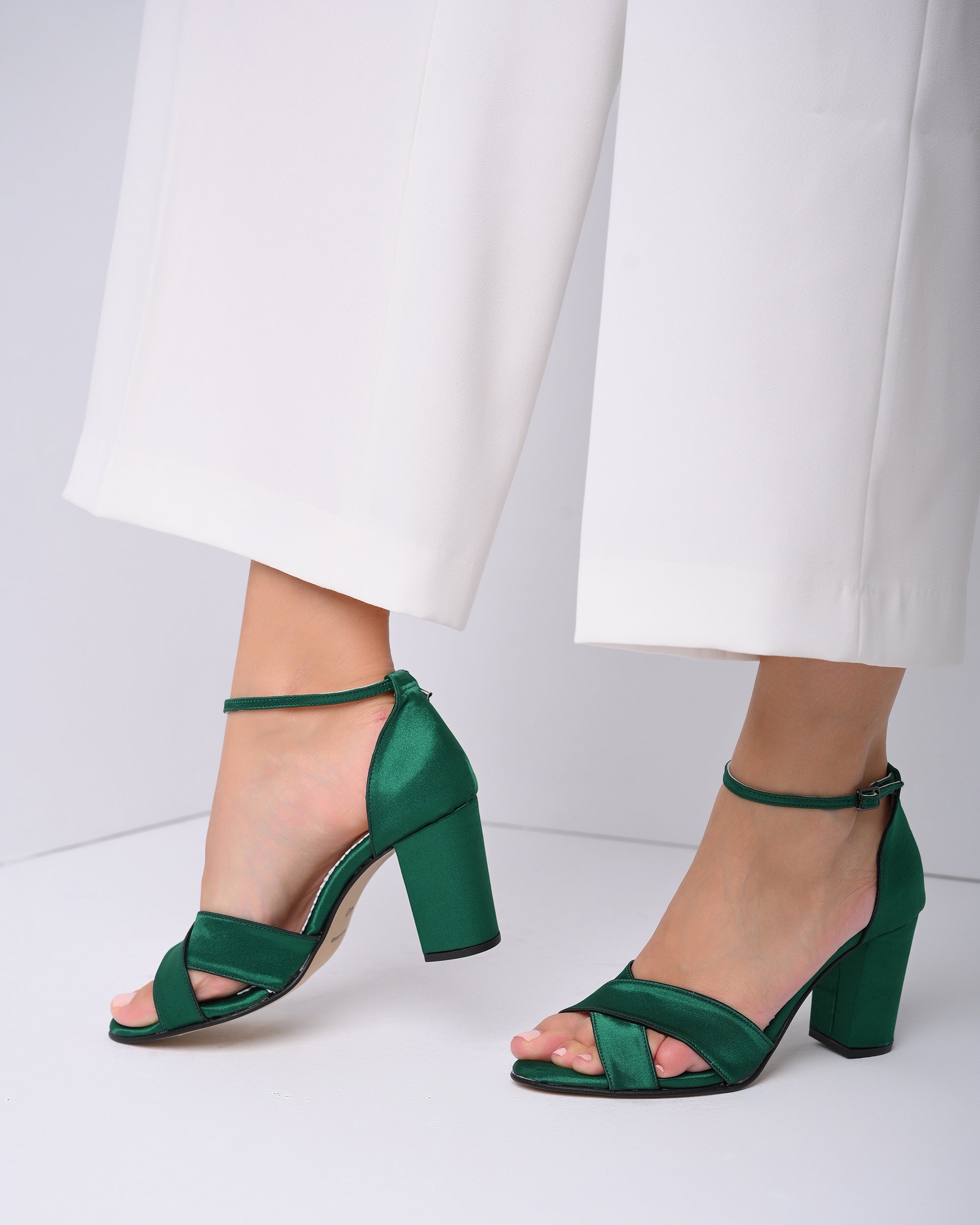 bridal shoes heels satin dark green