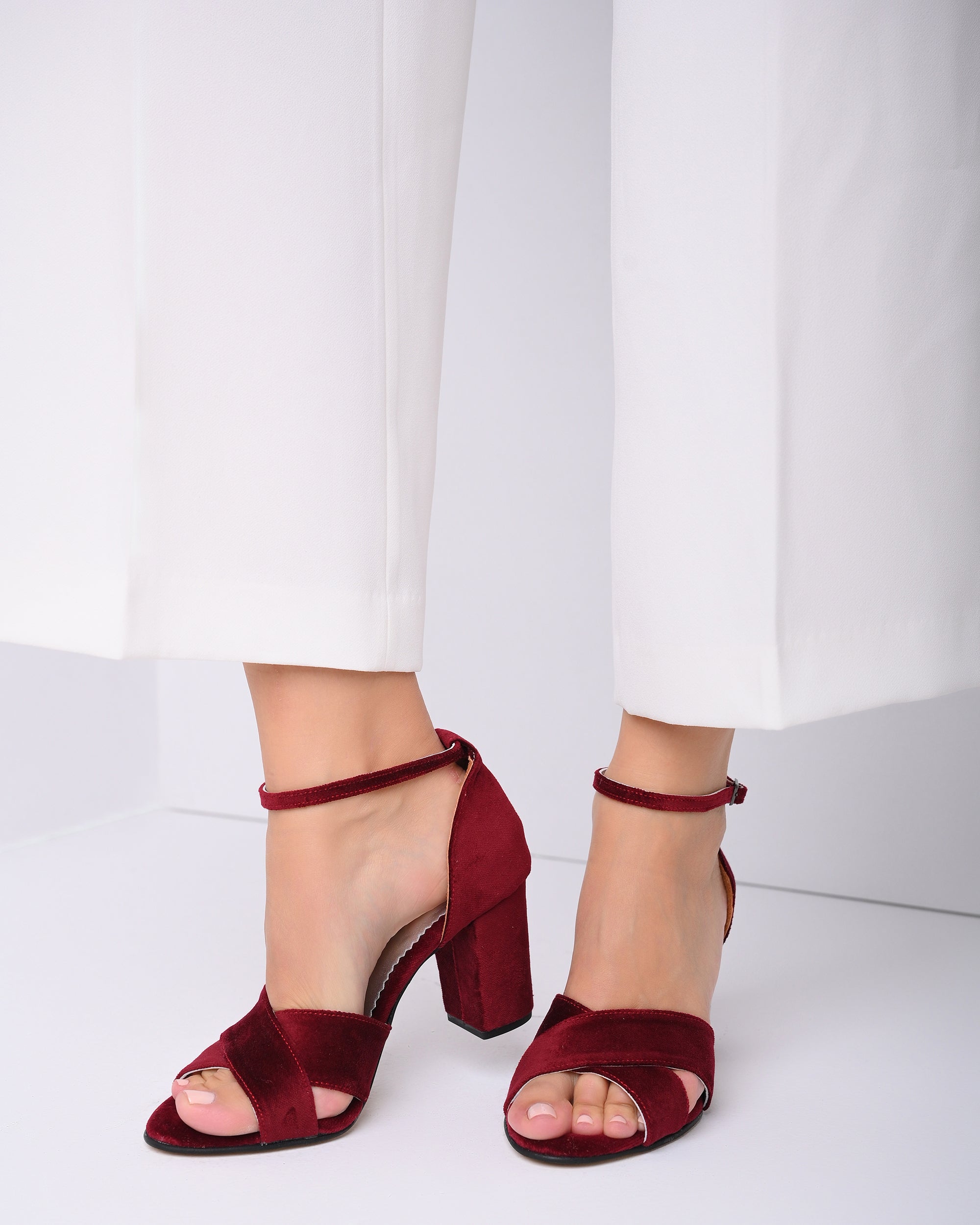 Love the color!!! Indigo Rd. Bradlee Velvet Block Heel | Francesca's |  women's heels | velvet | wine | Burgundy | … | Elegant shoes heels, Heels,  Velvet block heels